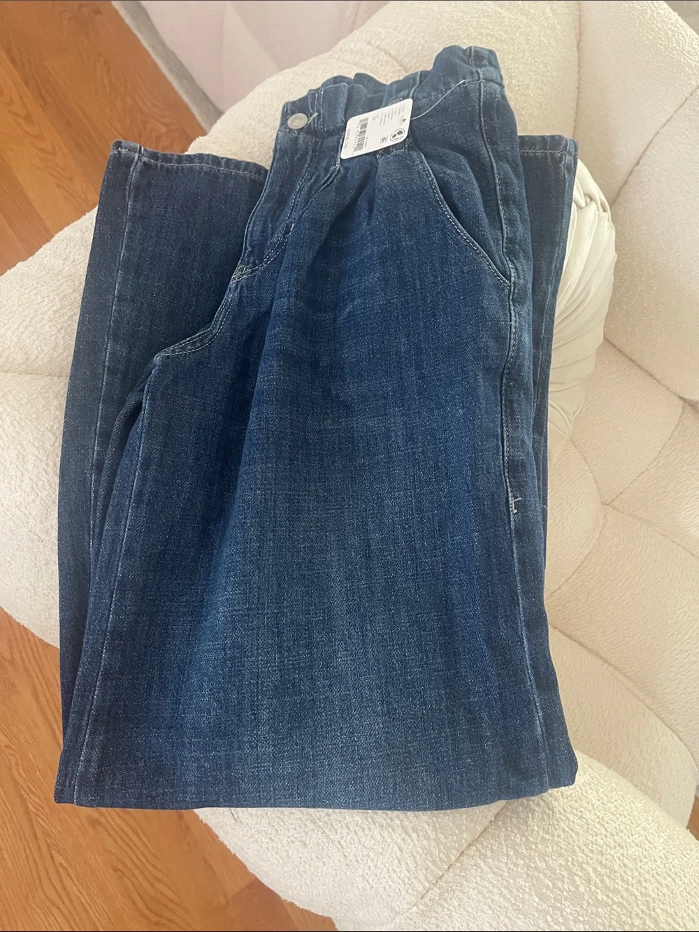Free People Dark Blue Wide Leg High-Rise Jeans
